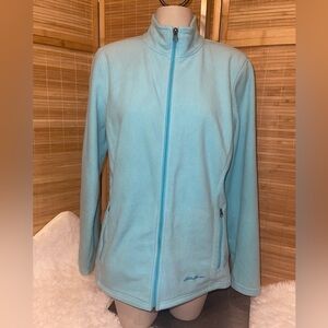 EDDIE BAUER Women’s Lightweight Microfleece Full Zip Jacket Aqua Blue Size Large